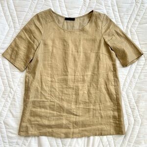 LAN JAENICKE Waxed Linen Tunic Blouse in Gold, Size 1 / Extra Small